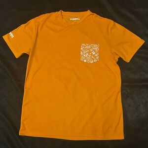 Popeyes Mens T-Shirt Size Large Orange Worker Employee Uniform Short Sleeve